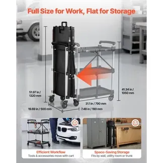 VEVOR Servicewagen Werkstattwagen aus ABS Klappbar 790x500x1050mm Schwarz, Rollwagen mit 136kg Tragkraft, Inkl. 3 Ebene 4 Rollen & Handgriffen, Feststellbar, Allzweckwagen für Garage Lager Werkstatt VEVOR Servicewagen Werkstattwagen aus ABS Klappbar 790x500x1050mm Schwarz, Rollwagen mit 136kg Tragkraft, Inkl. 3 Ebene 4 Rollen & Handgriffen, Feststellbar, Allzweckwagen für Garage Lager Werkstatt