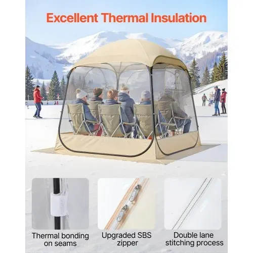 VEVOR Transparentes Zelt, 183x183x195 cm, Pop-up-Zelt für 5–6 Personen, Sportzelt mit Bodenmatte & oberer Abdeckung, Outdoor-Bubble-Zelt, Campingunterstand für Veranstaltungen, Angeln, Jubeln – Bild 4