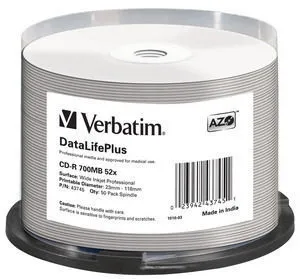 Verbatim CD-R 52x DataLifePlus 700 MB 50 Stück(e) Verbatim CD-R 52x DataLifePlus 700 MB 50 Stück(e)