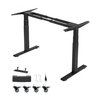 VEVOR Höhenverstellbarer Schreibtisch Gestell, Elektrisches Tischgestell bis 125kg, 3 Stufige Tischbeine mit 2 Motoren Speicherfunktion Höhenanzeige Kollisionschutz USB, Tischständer für Büro, Schwarz VEVOR Höhenverstellbarer Schreibtisch Gestell, Elektrisches Tischgestell bis 125kg, 3 Stufige Tischbeine mit 2 Motoren Speicherfunktion Höhenanzeige Kollisionschutz USB, Tischständer für Büro, Schwarz