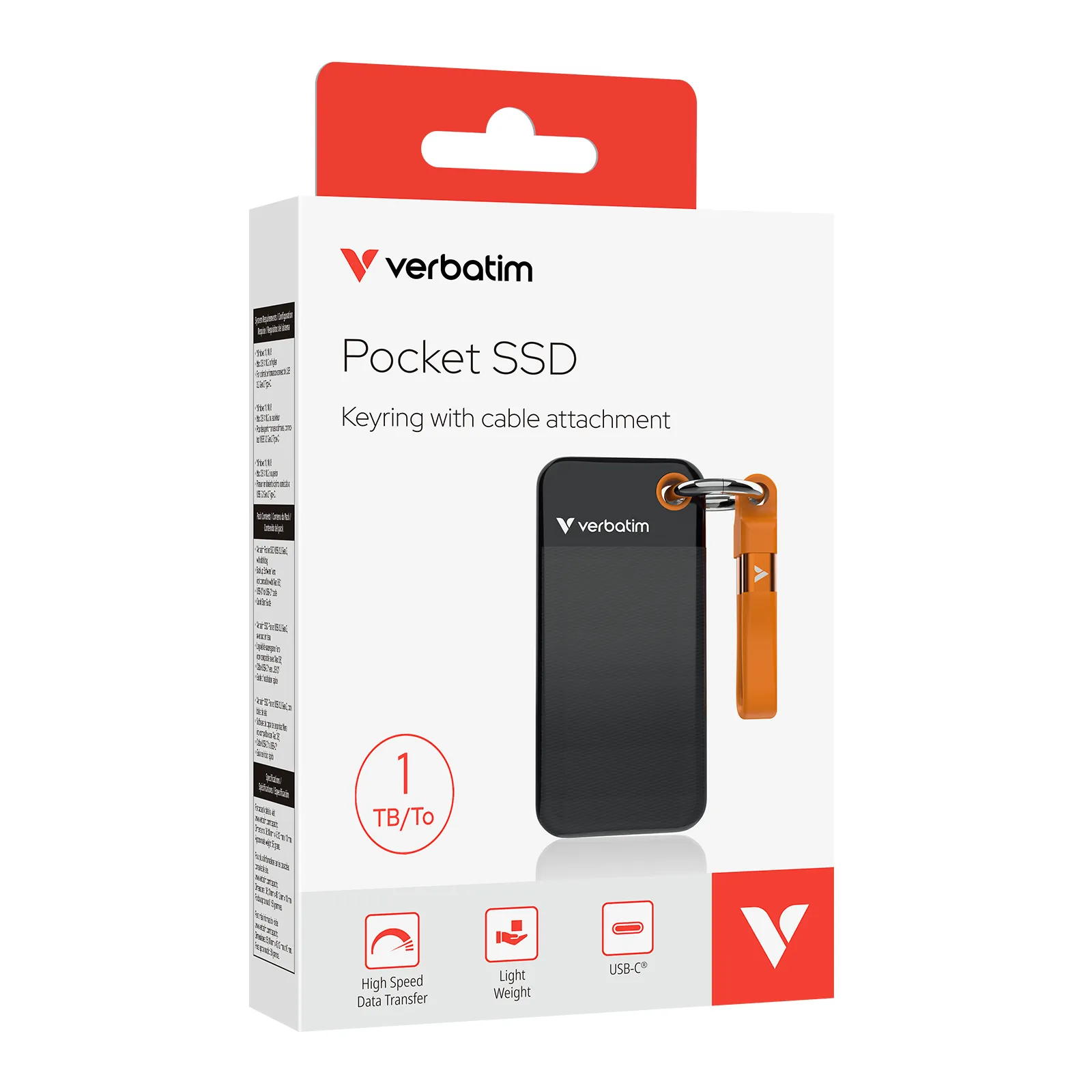 Verbatim Pocket SSD 1 TB USB Typ-C 3.2 Gen 2 (3.1 Gen 2) Schwarz, Orange – Bild 2
