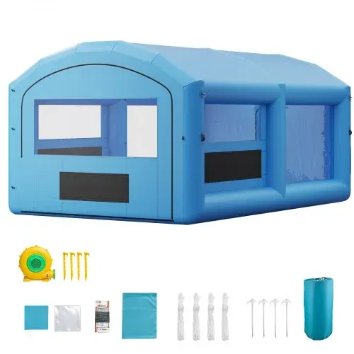 VEVOR Aufblasbare Lackierkabine 6,4x4,1x3 m Spritzkabine Lackierzelt Blau, mit 1100-W-Gebläse Aktivkohlefiltration Transparentem PVC-Fenster für Mittelgroße Pick-ups Große Möbel Tragbar – Bild 8