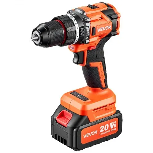 VEVOR Akku-Schlagbohrschrauber 20V 12,7 mm 26000 IPM 500 U/min/2.000 U/min, zum Bohren in Holz & Metall sowie zum Schrauben, 4000-mAh-Lithium-Ionen-Akku & Ladegerät, mit Ganzmetall-Bohrfutter, 90 Nm – Bild 10