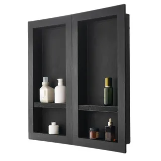 VEVOR Duschnische, 40,6 x 81,3 cm + 40,6 x 81,3 cm Wandnische mit beweglichem Regal, 10,2 cm dicker moderner Seifen- & Shampoo-Aufbewahrungs-Organizer, schwarz für Badezimmerdusche VEVOR Duschnische, 40,6 x 81,3 cm + 40,6 x 81,3 cm Wandnische mit beweglichem Regal, 10,2 cm dicker moderner Seifen- & Shampoo-Aufbewahrungs-Organizer, schwarz für Badezimmerdusche