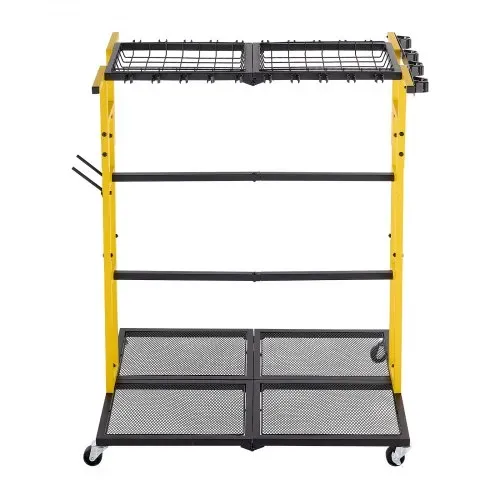 VEVOR Gartengeräte Ständer 920x560x1010mm Gerätehalter mit Rollen Schwarz, Aufbewahrungsregal für Garage Schuppen Garten, Organizer aus Stahl für Besen Mopp Rechen, 2-in-1 mit Schlitze & Klemmsystem – Bild 8