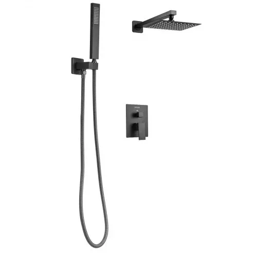 VEVOR Duscharmatur Regenduschsystem fürs Badezimmer Duschsystem mit 203 mm quadratischen Regenduschkopf & Handbrause, wandmontierte Badezimmerarmaturen mit Messingventil & Zierset, Mattscharz – Bild 8