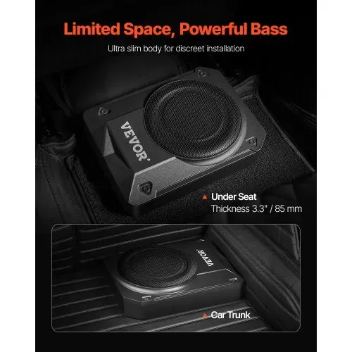 VEVOR Untersitz Auto Subwoofer 400 W 254 mm schlanker Auto Subwoofer mit Stromversorgung, Subsystem mit eingebautem Verstärker, Hoch-/Niedrigpegel-Eingang und Lautstärkeregler für SUVs Lkws VEVOR Untersitz Auto Subwoofer 400 W 254 mm schlanker Auto Subwoofer mit Stromversorgung, Subsystem mit eingebautem Verstärker, Hoch-/Niedrigpegel-Eingang und Lautstärkeregler für SUVs Lkws