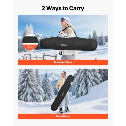 VEVOR Skitasche, bis zu 165 cm, Skibag, Skisack, Skicover, 600D-Oxford-Gewebe, mit verstellbaren Innengurten, Skiersack für Skistöcke, Schutzbrillen, Handschuhe, Helme, Stiefel (Schwarz) – Bild 3