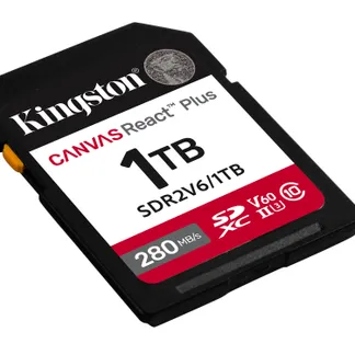 Kingston Technology 1TB Canvas React Plus SDXC UHS-II 280R/150W U3 V60 for Full HD/4K Kingston Technology 1TB Canvas React Plus SDXC UHS-II 280R/150W U3 V60 for Full HD/4K