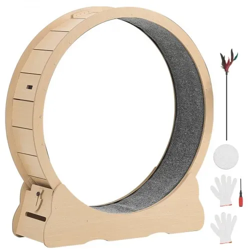 VEVOR Katzenlaufrad, 1080 mm Innendurchmesser, Laufrad aus Holz für 8,6-12,7 kg Katzen, mit Teppichlauffläche & Verriegelungsmechanismus, leises Spielzeug für Wohungkatzen – Bild 8