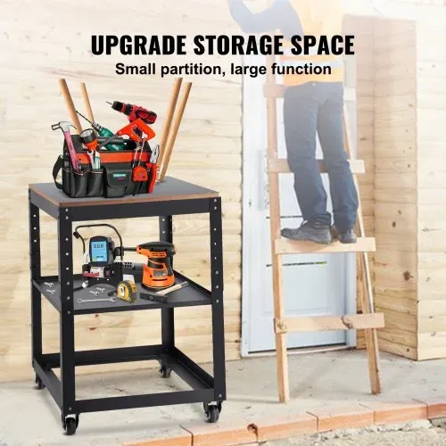 VEVOR Maschinenständer Dickenhobel 70,3×60,3×90cm Untergestell Dickenhobelmaschine Stahl & MDF Max. Belastbarkeit 45kg Maschinentisch höhenverstellbar Kompitable mit meisten Hobelmaschinen Sägen – Bild 4
