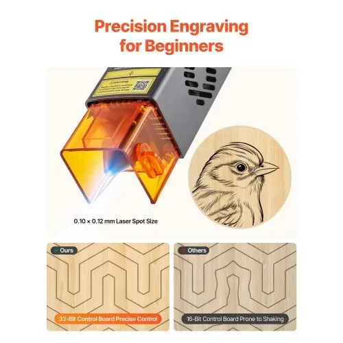 VEVOR Lasergravierer, 10 W, Lasergravur- & Schneidemaschine mit Gehäuse, Laserschneider, Graviermaschine, 300x300 mm Arbeitsbereich, 7000 mm/min, für Holz, Leder, Glas, bestimmte Metalle, Klasse 1 – Bild 3