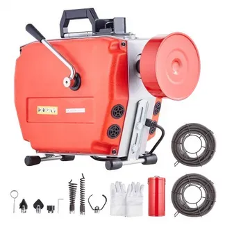 VEVOR 120 FT x 7/8 Zoll Rohrreinigungsmaschine, 420 W elektrische Rohrreinigungsspirale mit manueller Zuführung – mit 6 Schneidern, 2 Stahlkabeln (120′ x 7/8″ und 18′ x 3/8″) & CW/CCW-Steuerung für 1,9″ bis 6″ Rohre VEVOR 120 FT x 7/8 Zoll Rohrreinigungsmaschine, 420 W elektrische Rohrreinigungsspirale mit manueller Zuführung – mit 6 Schneidern, 2 Stahlkabeln (120′ x 7/8″ und 18′ x 3/8″) & CW/CCW-Steuerung für 1,9″ bis 6″ Rohre