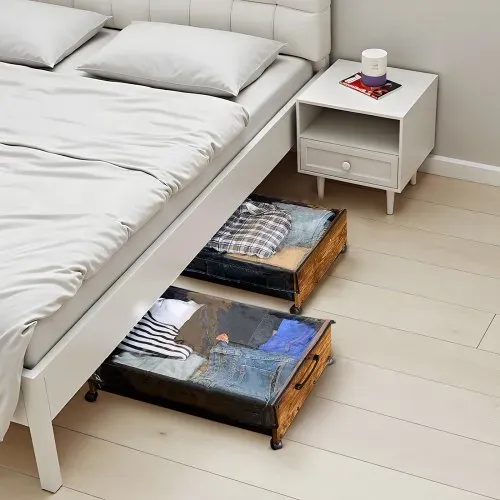 VEVOR Unterbettkommode Unterbettaufbewahrungstasche 2 Stk. rollbar (650 x 460 x 180 mm) Unterbettbehälter mit feststellbaren Rädern, mobile Aufbewahrungsbox für Kleidung Schuhe Schlafzimmer – Bild 7
