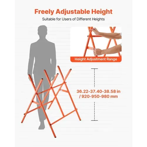 VEVOR Sägeböcke mit Kettensägen-Halterung, 117.9 kg, Holzsägebock höhenverstellbar, Sägegestell, Sägehilfe mit rutschfesten Fußpolstern, Kettensägebock, Holzarbeiten, Tischler & Bauunternehmer – Bild 3