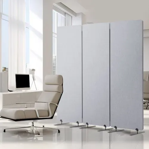 VEVOR Raumteiler 3 Paneele Paravent 1840 x 350 x 1655 mm, faltbarer Sichtschutz & tragbarer Trennwandteiler aus PET-Polyester zur Raumtrennung, für Büro Schlafzimmer Arbeitszimmer, hellgrau – Bild 7