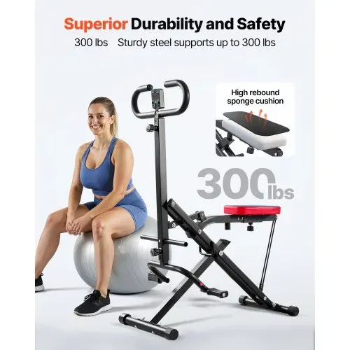 VEVOR Kniebeugenmaschine für tiefe Kniebeugen zu Hause, klappbares Trainingsgerät, Gesäßtrainer mit 2 hochfesten Widerstandsbändern, Heimtrainingsgerät für Gesäß und Beine, Glute Machine – Bild 2