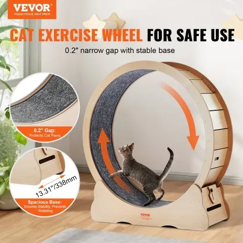 VEVOR Katzenlaufrad, 1100 mm, Katzenlaufband, mit abnehmbarem Laufband, Katzen-Teaser zum Laufen, Gehen, Training, geeignet für die meisten Katzen bis zu 11,3 kg, Katzen Laufrad, Holzfarbe VEVOR Katzenlaufrad, 1100 mm, Katzenlaufband, mit abnehmbarem Laufband, Katzen-Teaser zum Laufen, Gehen, Training, geeignet für die meisten Katzen bis zu 11,3 kg, Katzen Laufrad, Holzfarbe