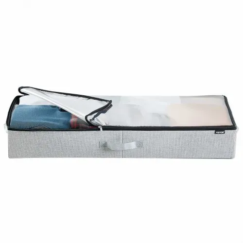 VEVOR Unterbettkommode Unterbettaufbewahrungstasche 2 Stk. (85x43x12cm) Unterbettbehälter mit Deckel, Aufbewahrungsbox für Kleidung Schuhe Schlafzimmer Kleideraufbewahrungstasche 45 L – Bild 10
