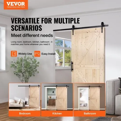 VEVOR Scheunentor und Hardware-Set Schiebetürsystem, 1067 x 2134 mm Holz-Glas-Schiebetor, leise, Scheunentor-Set mit 8-in-1-Bodenführung und Türgriff, Fichtenholzplatte, für Wohnzimmer usw. VEVOR Scheunentor und Hardware-Set Schiebetürsystem, 1067 x 2134 mm Holz-Glas-Schiebetor, leise, Scheunentor-Set mit 8-in-1-Bodenführung und Türgriff, Fichtenholzplatte, für Wohnzimmer usw.