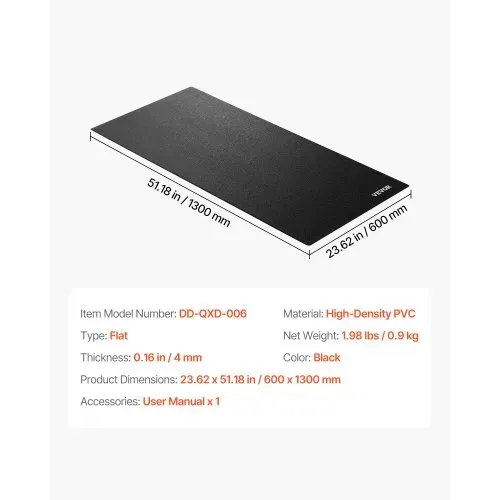 VEVOR Laufbandmatte für Teppichboden Bodenschutzmatte (60 x 130 cm) für Sportgeräte 4 mm dick, Trainingsgerätematte für Laufbänder Walking-Pad Ellipsentrainer, hochdichter PVC-Bodenschutz – Bild 6