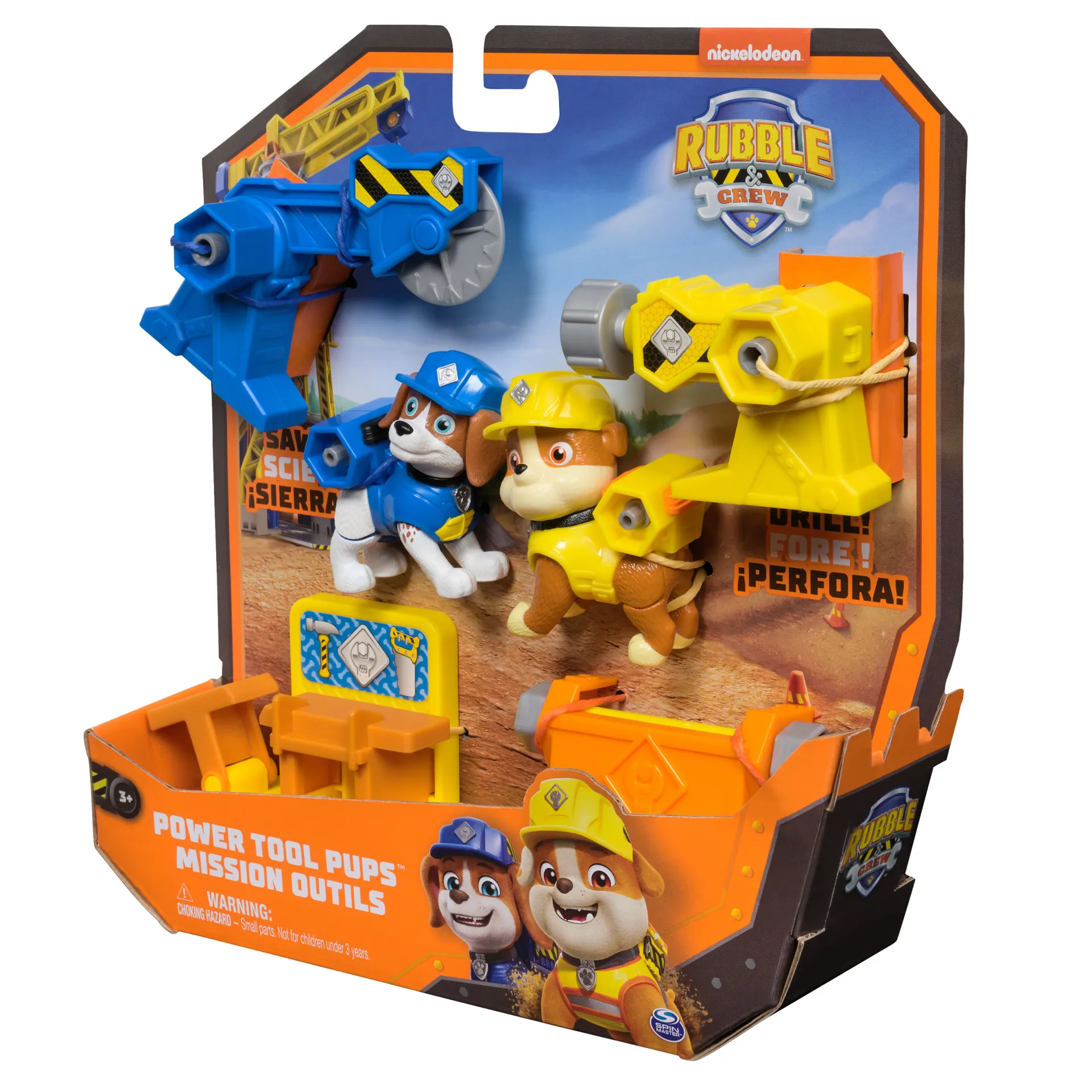 Rubble & Crew Power Tool Pups - Spielset mit 2 Hundefiguren Rubble und Wheeler, 2 Bauwerkzeugen und Bauzubehör – Bild 7