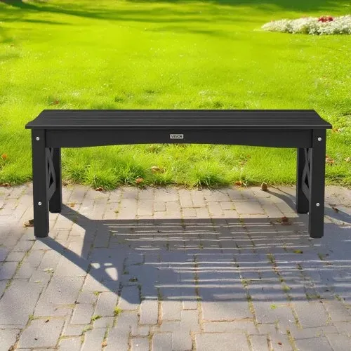 VEVOR Gartenbank Gartenmöbel Bänke 113 cm 272 kg Tragkraft, wetterfeste Verandabank mit verstellbaren Fußpolstern & dickem Bein, Terrassenbank aus Kunststoff für Garten Park Hof Veranda, Schwarz – Bild 7