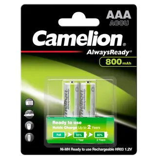 Micro-Akku CAMELION “AlwaysReady“, NiMH, 800 mAh, Typ AAA, 2er-Blister Micro-Akku CAMELION “AlwaysReady“, NiMH, 800 mAh, Typ AAA, 2er-Blister