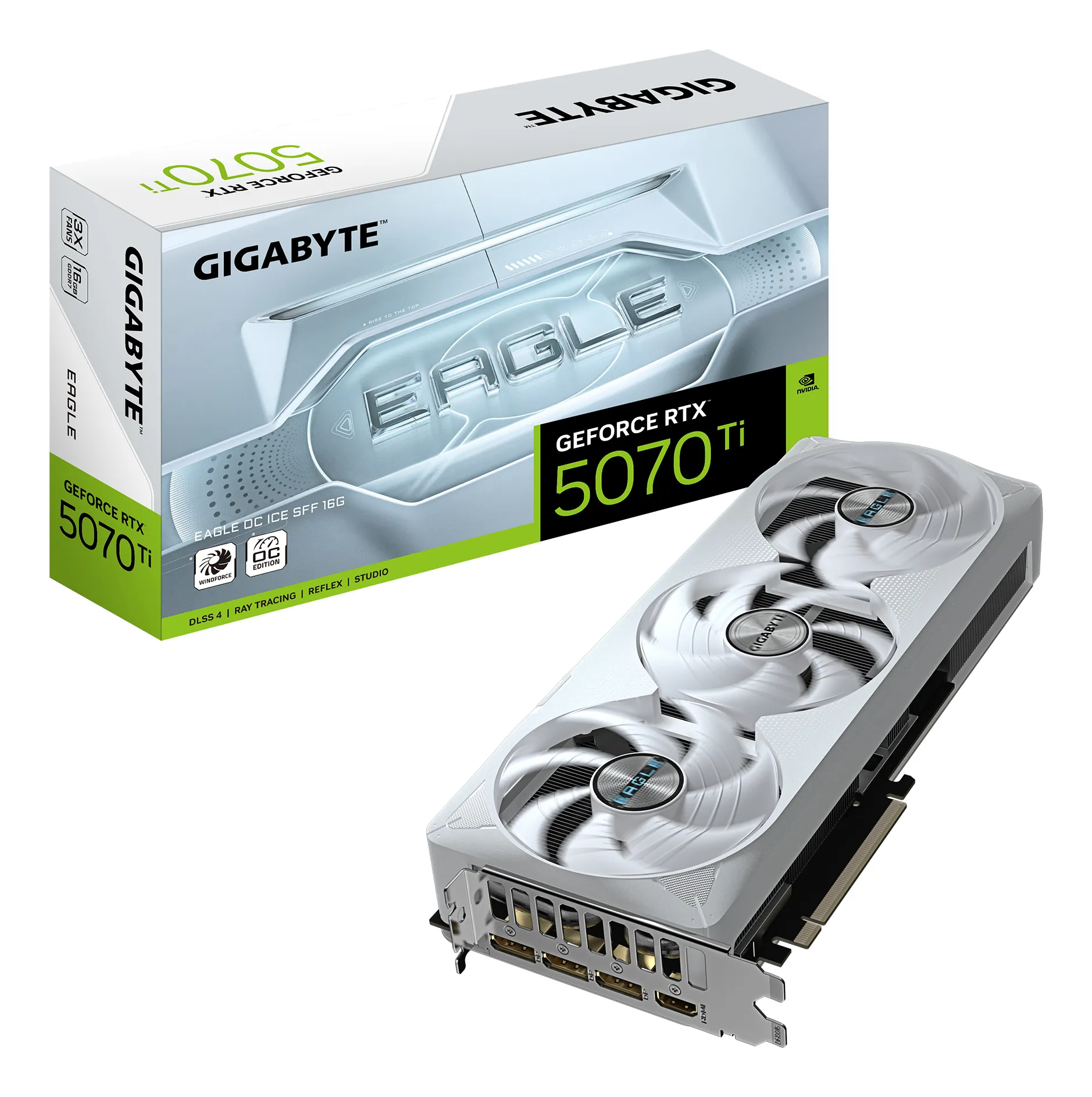 GIGABYTE GeForce RTX 5070 Ti EAGLE OC ICE SFF 16G Grafikkarte – 16GB GDDR7, 256 Bit, PCI-E 5.0, 2542 MHz Core Clock, 3 x DP 2.1a, 1 x HDMI 2.1b, NVIDIA DLSS 4, GV-N507TEAGLEOC ICE-16GD GIGABYTE GeForce RTX 5070 Ti EAGLE OC ICE SFF 16G Grafikkarte – 16GB GDDR7, 256 Bit, PCI-E 5.0, 2542 MHz Core Clock, 3 x DP 2.1a, 1 x HDMI 2.1b, NVIDIA DLSS 4, GV-N507TEAGLEOC ICE-16GD