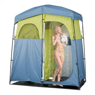 VEVOR Duschzelt mit 2 Räumen, Toilettenzelt (2133x1067x2133 mm) mit Duschtasche, Umkleidezelt inkl. Heringen & Seilen & Tragetasche & Stützstangen, aus 150D Oxford-Gewebe für Camping Strand Angeln VEVOR Duschzelt mit 2 Räumen, Toilettenzelt (2133x1067x2133 mm) mit Duschtasche, Umkleidezelt inkl. Heringen & Seilen & Tragetasche & Stützstangen, aus 150D Oxford-Gewebe für Camping Strand Angeln