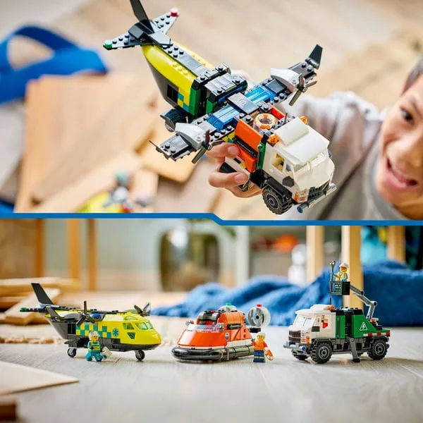 60505 City Kombinationsset mit Flugzeug, Wartungsfahrzeug und Luftkissenboot, Konstruktionsspielzeug – Bild 6