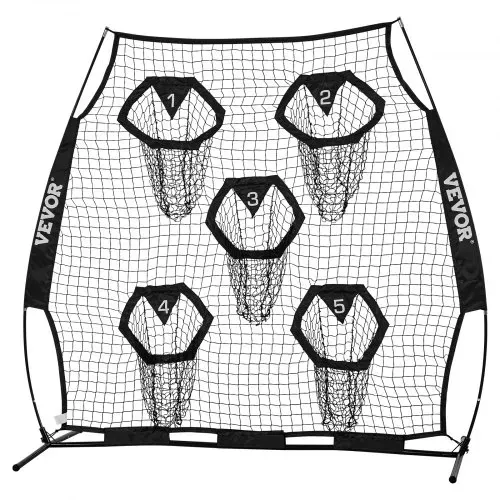 VEVOR Fußballtrainer Wurfnetz Übungsnetz (208 x 91 x 189 cm) mit 5 Zieltaschen & tragbarer Aufbewahrungstasche & Guren & knotenlosem Netz, Training für die Passgenauigkeit des Quarterbacks, schwarz – Bild 9