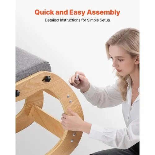 VEVOR Ergonomischer Kniehocker mit Dicken, Integrierten Schaumstoffpolstern & Massivholzrahmen, Höhenverstellbarer Kniestuhl zur Entlastung von Nacken und Rücken, Ideal für Zuhause, Büro, Grau – Bild 5
