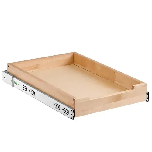 VEVOR Ausziehbarer Schrank-Organizer Schrankschublade Regal (356 x 533 x 76 mm) mit sanftem Schließmechanismus, Holz-Schiebeschublade Unter- und Seitenmontage, für Küche Speisekammer Badezimmer – Bild 8
