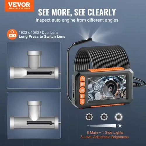 VEVOR Endoskopkamera Inspektionskamera 1080P Rohrkamera 15m Kabel 10,9 cm Display VEVOR Endoskopkamera Inspektionskamera 1080P Rohrkamera 15m Kabel 10,9 cm Display