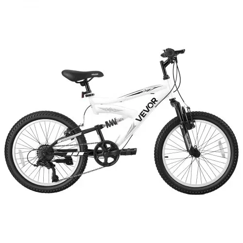 VEVOR Mountainbike 20 Zoll 6-Gang Fahrrad Kohlenstoffstahl mit Vollfederung für Freizeitfahrten in Parks und auf Radwegen, mit Verstellbarem Sattel, Klingel, Reflektoren, Lichthalterung und Bremsen – Bild 10