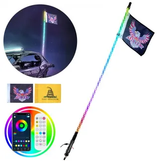 VEVOR 1 Stück 5 Fuß Peitschenlicht, APP- und RF-Fernbedienung, LED-Peitschenlicht, Wasserdichte 360°-Spiral-RGB-Peitschen mit Beleuchtung & 2 Flaggen, für UTVs, ATVs, Motorräder, RZR, Can-Am VEVOR 1 Stück 5 Fuß Peitschenlicht, APP- und RF-Fernbedienung, LED-Peitschenlicht, Wasserdichte 360°-Spiral-RGB-Peitschen mit Beleuchtung & 2 Flaggen, für UTVs, ATVs, Motorräder, RZR, Can-Am