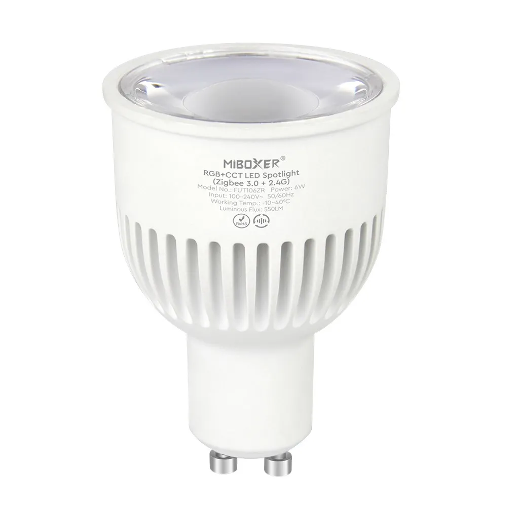MiBoxer FUT106ZR LED Retrofit GU10 6W RGB-WW (RGB-CCT) Spot MiBoxer FUT106ZR LED Retrofit GU10 6W RGB-WW (RGB-CCT) Spot