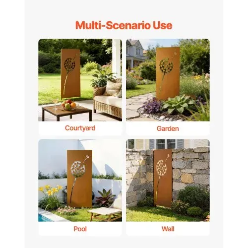 VEVOR Paravent 60x158 cm, Raumteiler aus Metall, Trennwand mit Erdspießen & Stahlplatte, Sichtschutz, Raumtrenner, Dekorative Sichtschutzwand, Ideal für Garten, Terrasse, Hof, Balkon – Bild 5