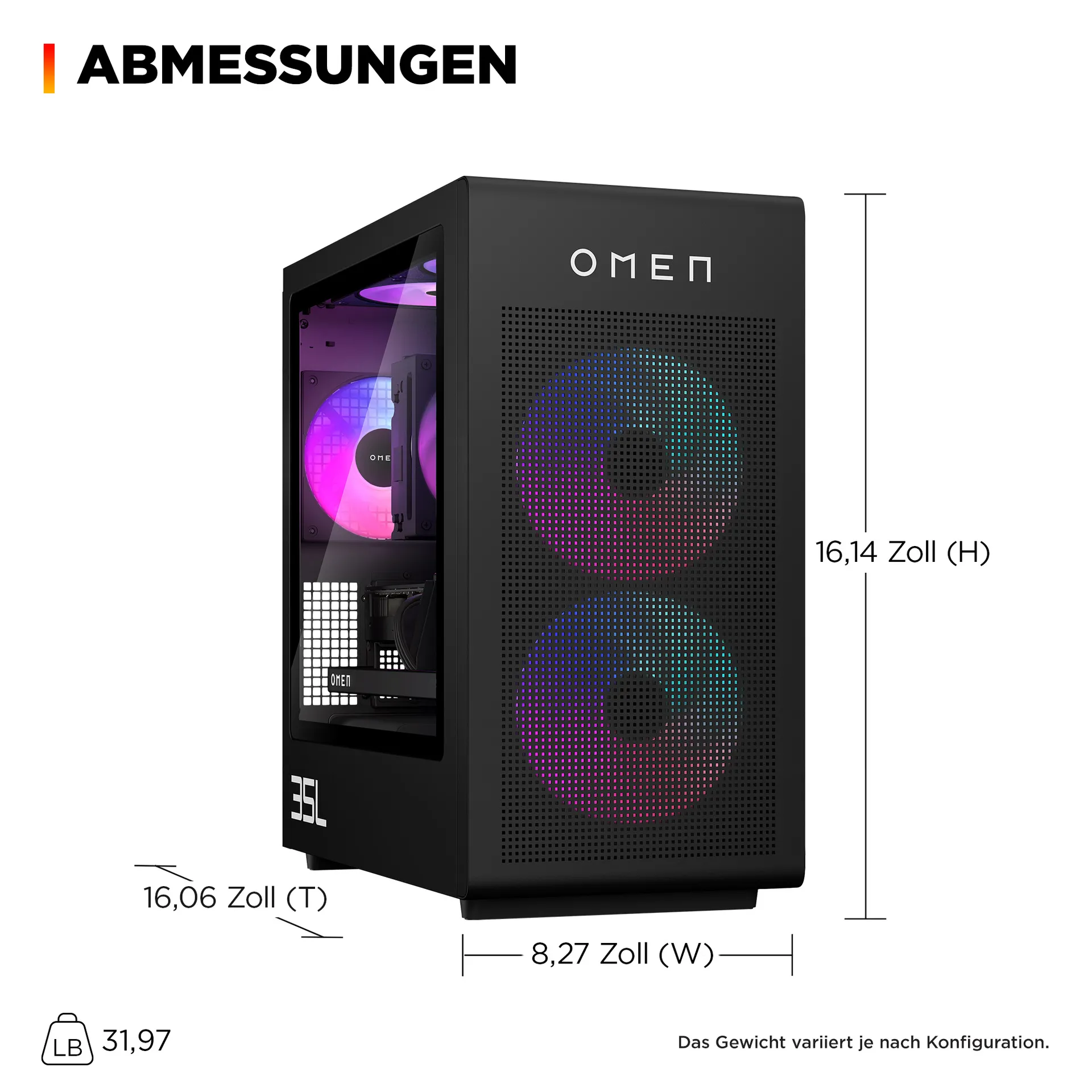 HP OMEN 35L GT16-1277ng AMD Ryzen™ 7 9800X3D 32 GB DDR5-SDRAM 1 TB SSD NVIDIA GeForce RTX 5070 Ti FreeDOS Tower PC Schwarz – Bild 5