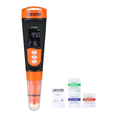 VEVOR pH Messgerät, Messbereich 0–14, Wasserdichte Sonde (IP68), pH-Meter-Set mit Kalibrierpulver, VA-Display, Tester für Trinkwasser, Hydrokultur & Aquarienwasser VEVOR pH Messgerät, Messbereich 0–14, Wasserdichte Sonde (IP68), pH-Meter-Set mit Kalibrierpulver, VA-Display, Tester für Trinkwasser, Hydrokultur & Aquarienwasser