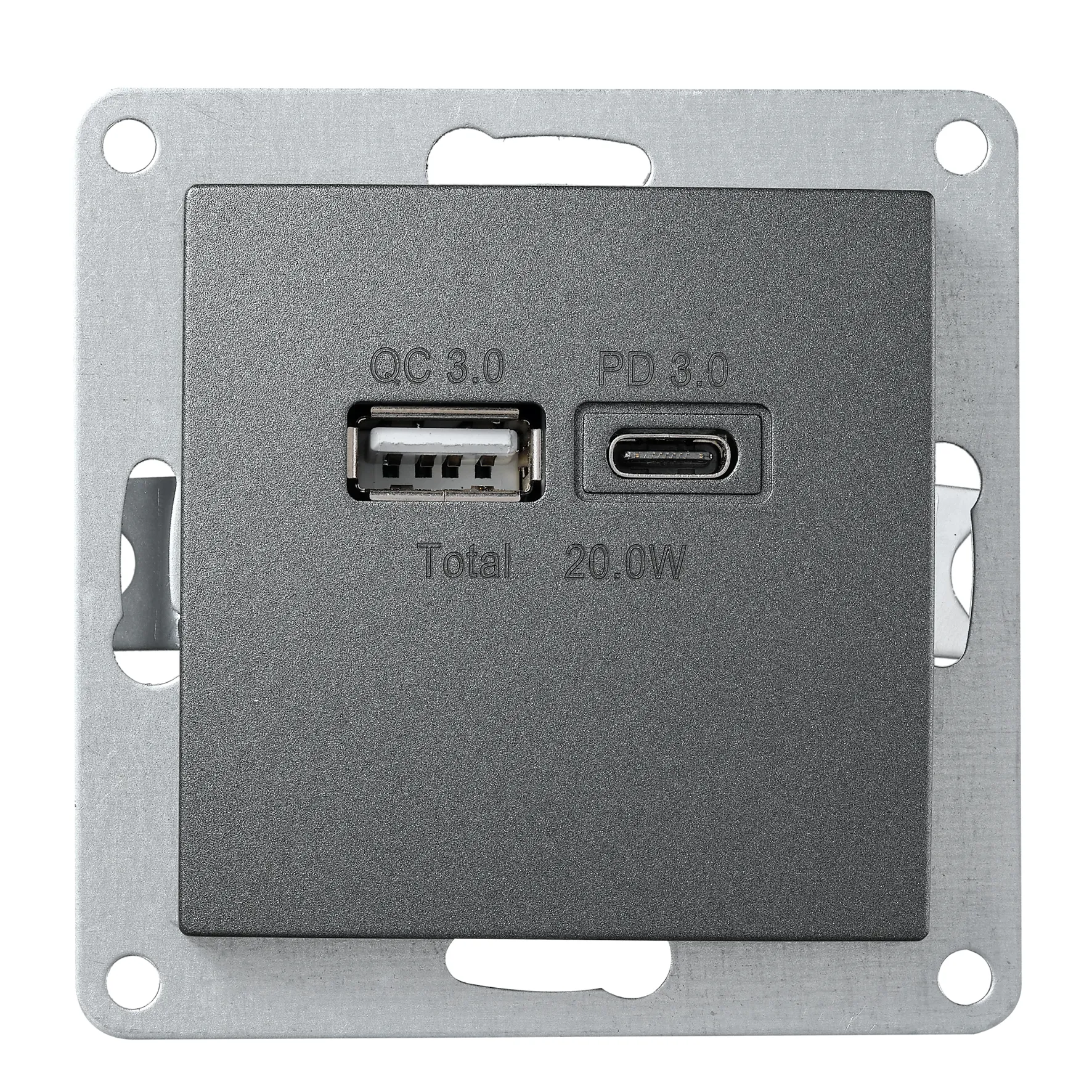 USB-Ladedose McPower “Flair“ 2-fach, USB-C, PD 3.0 20W, anthrazit USB-Ladedose McPower “Flair“ 2-fach, USB-C, PD 3.0 20W, anthrazit