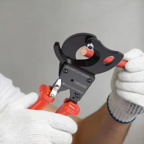 VEVOR Ratschenkabelschneider, Federstahlklingen mit PVC-beschichteten Griffen, Schnellverschlussknopf, Ratschen-Kabelschneider zum Schneiden von Kupfer- und Aluminiumkabeln bis zu 600 MCM / 300 mm² – Bild 7