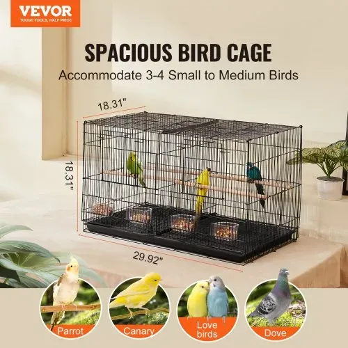 VEVOR Vogelkäfig, Metallkäfig für kleine Papageien, Kanarienvögel, Nymphensittiche, Unzertrennliche, Finken, Wellensittiche, Conures, Vogelhaus für unterwegs mit Griff & Sitzstangen, 760x465x465mm VEVOR Vogelkäfig, Metallkäfig für kleine Papageien, Kanarienvögel, Nymphensittiche, Unzertrennliche, Finken, Wellensittiche, Conures, Vogelhaus für unterwegs mit Griff & Sitzstangen, 760x465x465mm