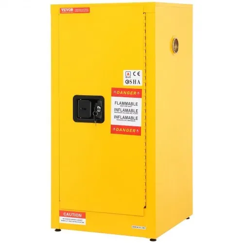 VEVOR Sicherheitslagerschrank 16 Gallonen, 460 x 460 x 900 mm Sicherheitsschrank mit zwei verstellbaren Trennwänden für Brennbare Stoffe Abschließbares Design, mit 2 Schlössern & 1 Erdungskabel Gelb – Bild 8