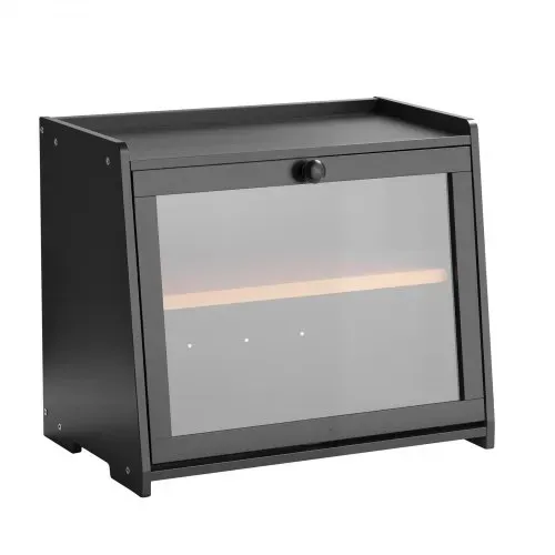 VEVOR Doppellagiger Brotkasten für Küchentheke Brotbehälter Brotbox Organizer aus Holz für selbstgebackenes Brot, Aufbewahrungsbehälter mit gewellter Acryl-Türplatte, Brotaufbewahrung Schwarz – Bild 8