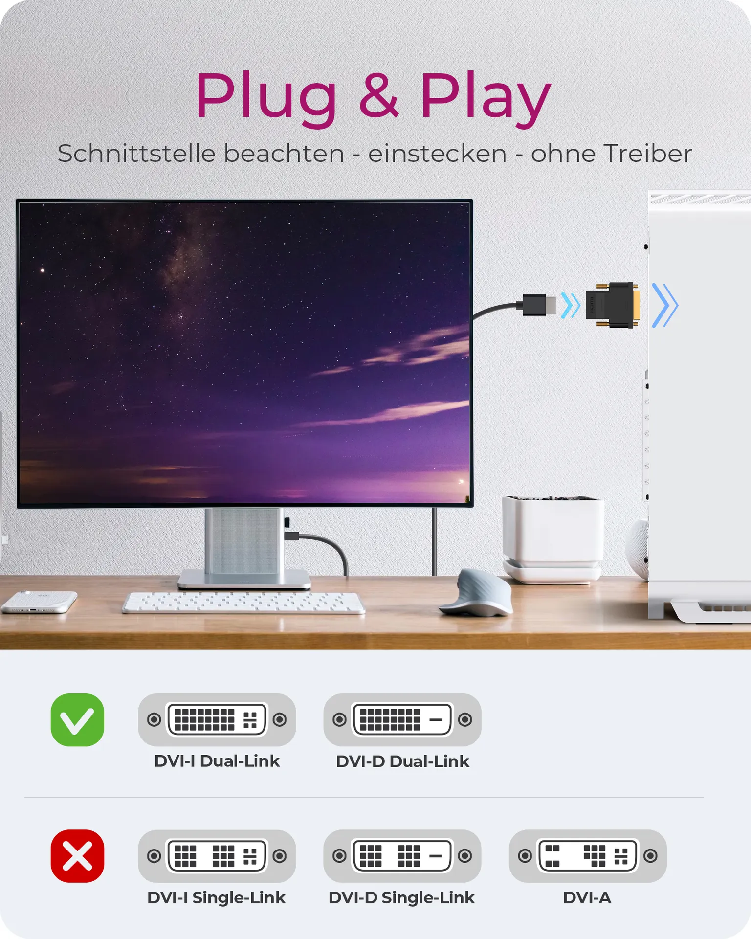 ICY BOX IB-AC552, DVI -D (24+1) zu HDMI Adapter – Bild 6