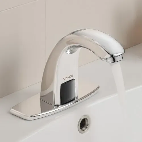 VEVOR berührungsloser Waschtischhahn (verchromtes Silber) Badezimmer, automatische Waschtischarmatur Spültischarmatur, batteriebetriebener Wasserhahn mit einstellbarer Temperatur, Sensorhahn – Bild 7