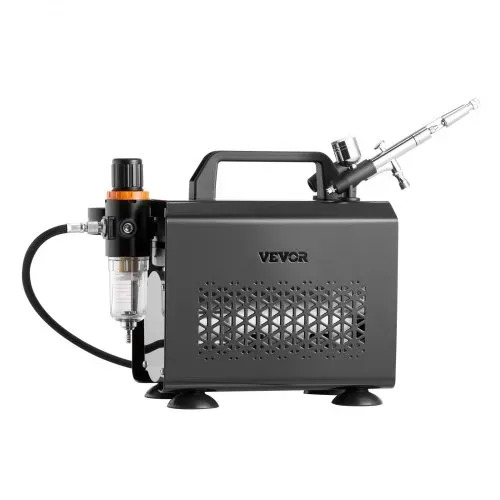 VEVOR Airbrush Set 1/6 PS mit Luftkompressor, 1 Dual Action Airbrush Pistole mit 3 Düsen (0,2/0,3/0,5 mm) & Schlauch & Acrylfarbe & für Kuchendekoration Modellmalerei Nagelkunst geräuscharm – Bild 10