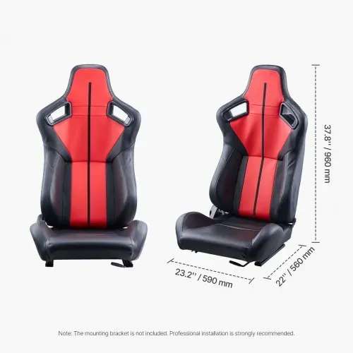 VEVOR Rennsitz verstellbares Renncockpit mit Weitwinkel-Neigung und hochelastischem Schaumstoff 2 Stk. Rennstuhl mit weichem PVC-Leder und Q235B-Schieber, passend für Rennwagen und Go-Karts – Bild 2